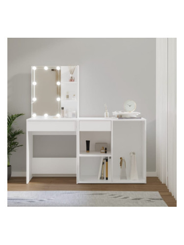 Sonata H LED тоалетка с шкаф, бяла, инженерно дърво