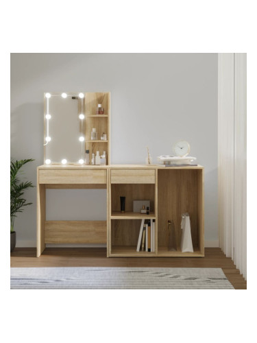 Sonata H LED тоалетка с шкаф, дъб сонома, инженерно дърво