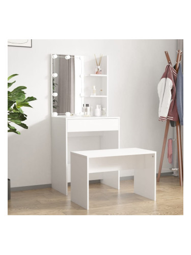 Sonata H Комплект тоалетка с LED, бяла, инженерно дърво