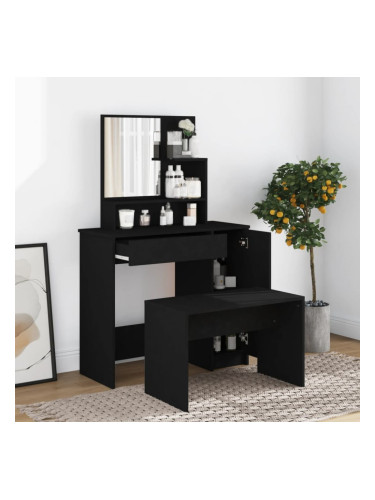 Sonata H Тоалетка с огледало, черна, 86,5x35x136 см