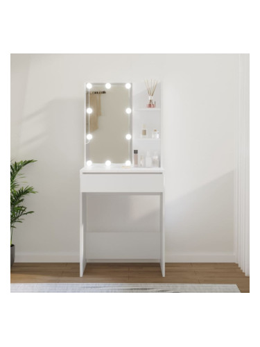 Sonata H Тоалетка с LED, бяла, 60x40x140 см