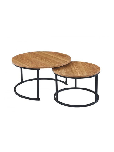 Комплект холни маси NATALIA, Дъб кендъл и Черно