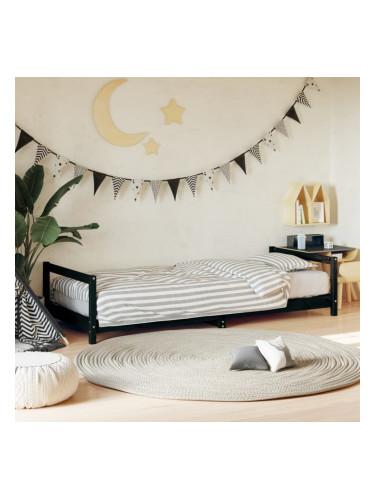 Sonata H Детска рамка за легло, черна, 90x190 см, бор масив