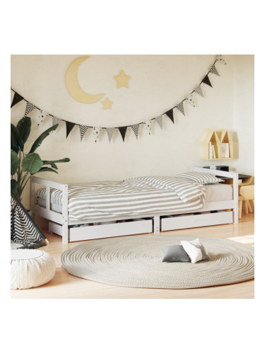 Sonata H Рамка за детско легло с чекмеджета, бяла, 80x200 см, чам масив