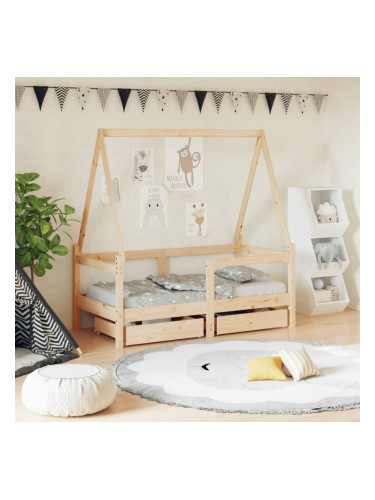 Sonata H Рамка за детско легло с чекмеджета, 70x140 см, бор масив