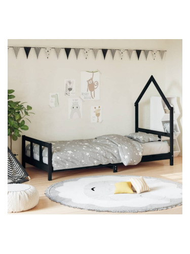 Sonata H Рамка за детско легло, черна, 90x200 см, масивно борово дърво