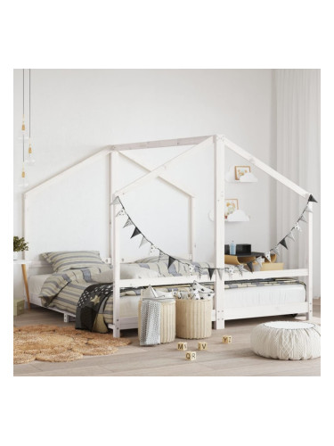 Sonata H Рамка за детско легло бяла 2x(90x190) см борово дърво масив