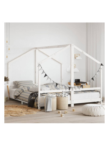 Sonata H Рамка за детско легло бяла 2x(90x200) см борово дърво масив