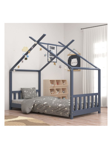 Sonata H Рамка за детско легло, сива, бор масив, 80x160 см