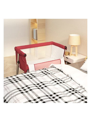 Sonata H Бебешко легло с матрак, червено, ленен плат