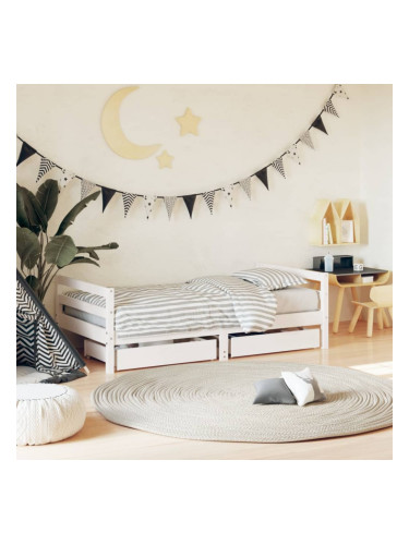 Sonata H Рамка за детско легло с чекмеджета, бяла, 80x160 см, чам масив