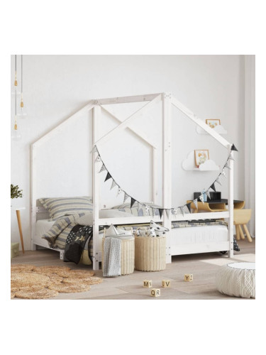 Sonata H Рамка за детско легло, бяла, 2x(70x140) см, бор масив