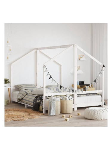 Sonata H Рамка за детско легло бяла 2x(80x200) см борово дърво масив