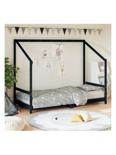Sonata H Рамка за детско легло, черна, 90x200 см, масивно борово дърво