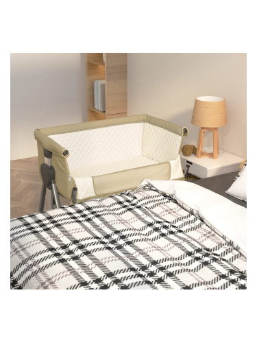 Sonata H Бебешко легло с матрак, таупе, ленен плат