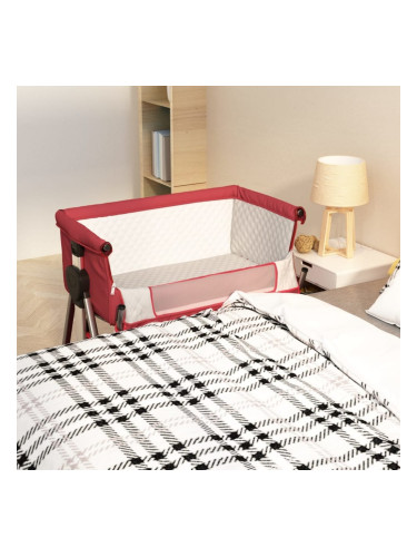 Sonata H Бебешко легло с матрак, червено, ленен плат