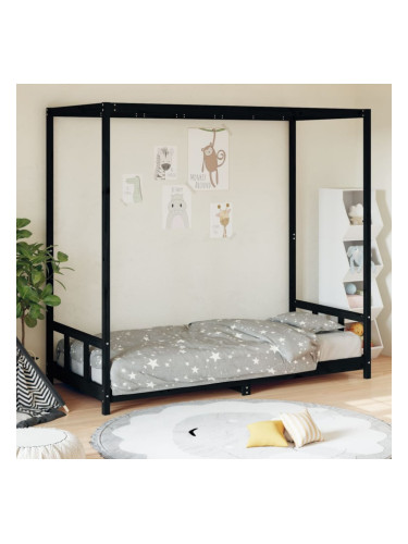 Sonata H Детска рамка за легло, черна, 90x190 см, бор масив