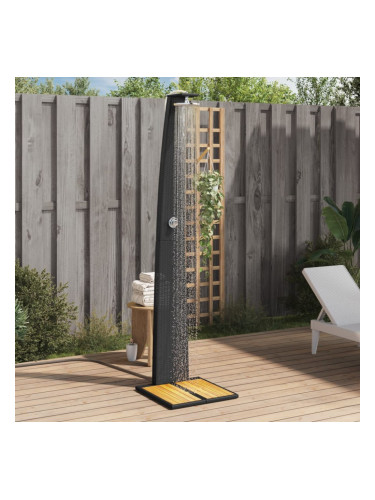 Sonata H Външен душ черен 55x60x224 см полиратан и акациево дърво