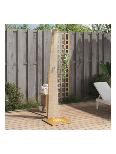 Sonata H Външен душ бежов 55x60x224 см полиратан и акациево дърво