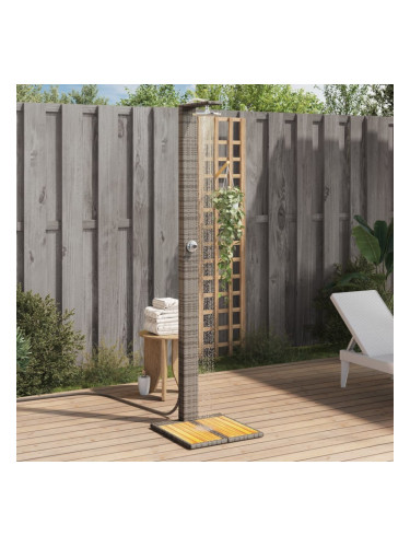 Sonata H Външен душ сив 50x55x224 см полиратан и акациево дърво