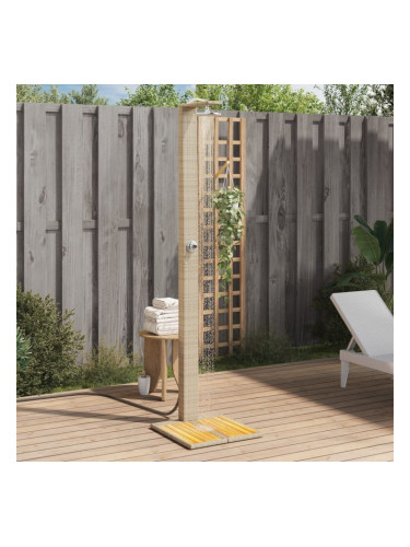 Sonata H Външен душ бежов 50x55x224 см полиратан и акациево дърво