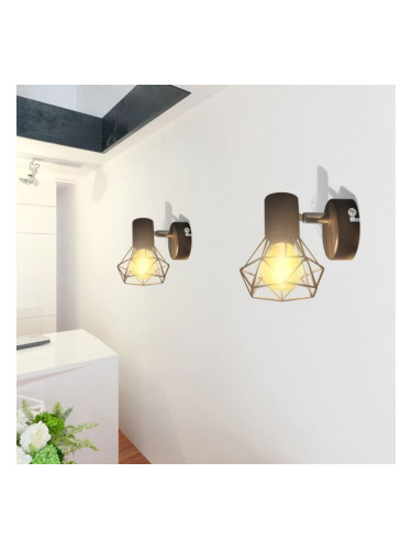 Sonata H 2 черни аплика с телена рамка индустриални LED крушка филамент