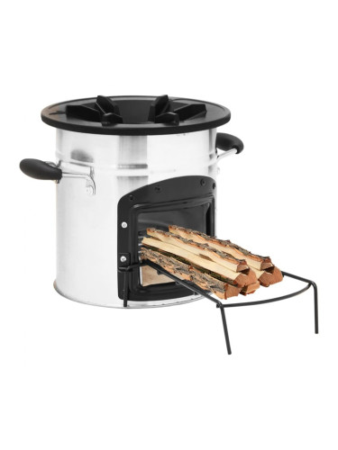 Sonata H Къмпинг печка на дърва, сребриста, 45,5x33x25,5 см, стомана