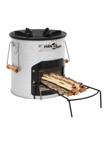 Sonata H Къмпинг печка на дърва, сребриста, 45x25x26 см стомана