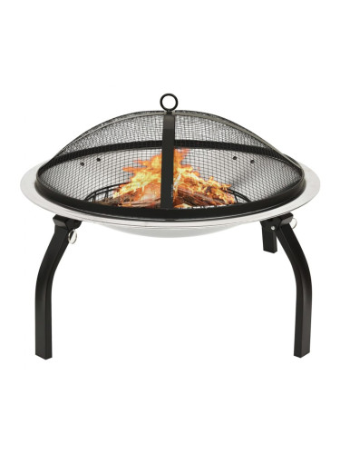 Sonata H Преносимо огнище барбекю 2-в-1, с ръжен, 56x56x49 см, инокс