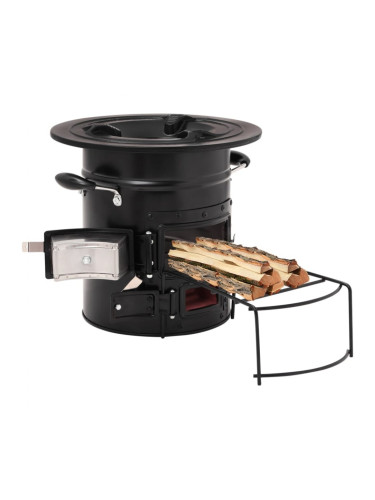 Sonata H Къмпинг печка на дърва, черна, 50x33,5x30,5 см, стомана