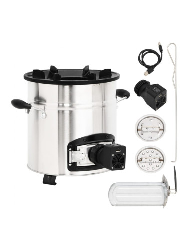 Sonata H Печка на дърва с USB вентилатор сребриста 35,5x26x28 см инокс