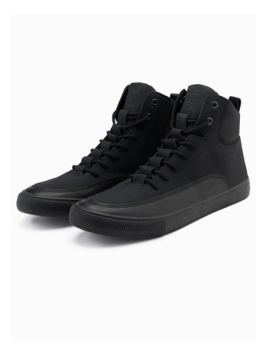 Ombre Men's ankle sneakers shoes with decorative tabs - black