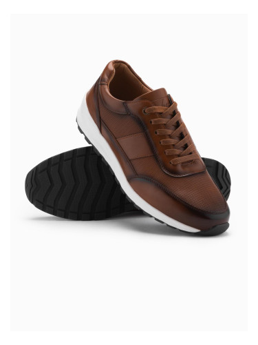 Ombre Men's eco leather sports shoes sneakers - brown