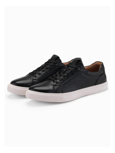 Ombre Men's eco leather sneakers shoes - black