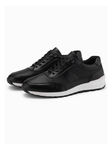 Ombre Men's eco leather sports sneakers shoes - black