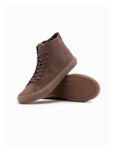 Ombre Men's ankle sneakers with rubber sole - brown