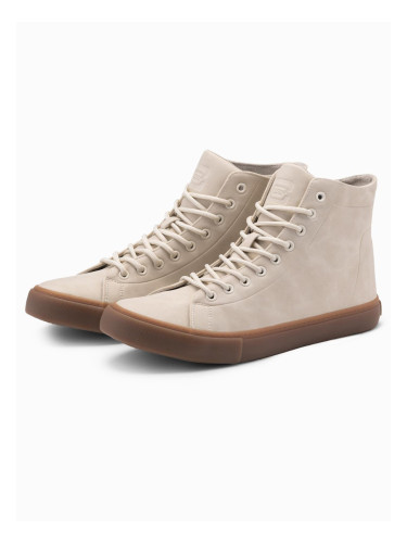 Ombre Men's high-top sneakers shoes with rubber toe - cream