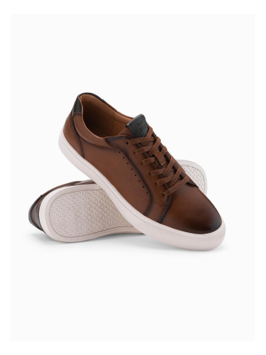 Ombre Men's eco leather sneaker shoes - brown