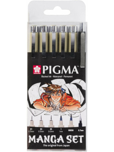 Sakura Pigma Micron Manga Технически химикалки Black 6 бр