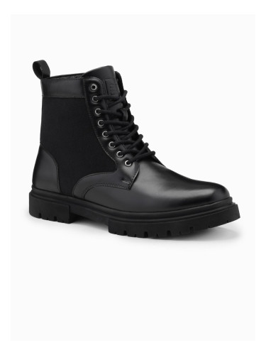Ombre Men's high-top trapper boots with combined materials - black