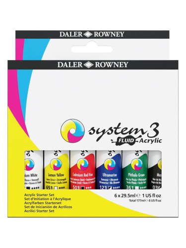 Daler Rowney System3 Комплект акрилни бои Starter Set 6 x 29,5 ml