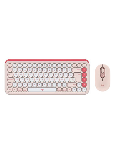  Комплект клавиатура и мишка Logitech - POP ICON COMBO, безжичен, Rose &amp; Off White