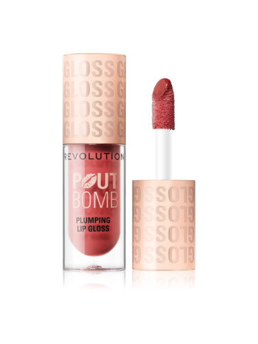 Revolution Pout Bomb блясък за устни с увеличаващ ефект цвят Melba Warm Peach 4.6 мл.