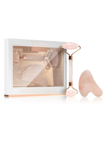 Zoë Ayla Rose Quartz Facial Roller And Gua Sha Tool подаръчен комплект за лице