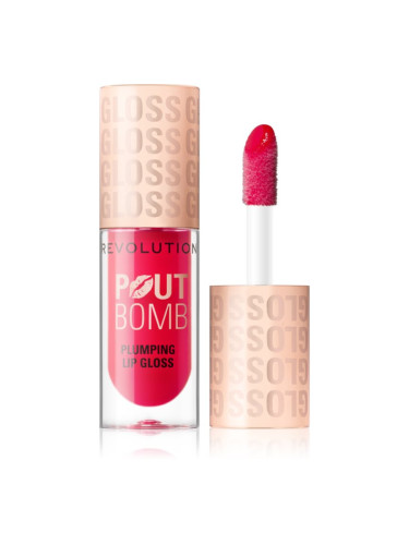 Makeup Revolution Pout Bomb блясък за устни с увеличаващ ефект цвят Cherry Sheer Red 4.6 мл.