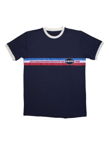 Oasis Риза 1996 Tour Horizontal Stripes Ringer Unisex Navy Blue 2XL