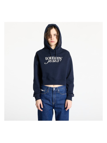 Суитшърт Tommy Jeans Relaxed Cropped Script Hoodie Blue L