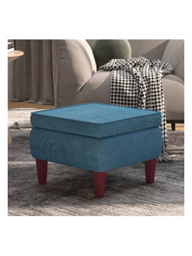 Sonata H Табуретка с дървени крака, синя, кадифе