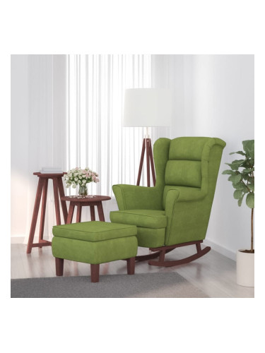 Sonata H Люлеещ се стол с дървени крака и табуретка, светлозелен, кадифе