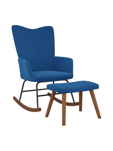 Sonata H Люлеещ се стол с табуретка, син, кадифе